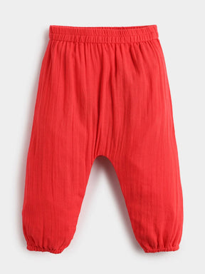 Red Hibiscus Kurta Set- Newborn