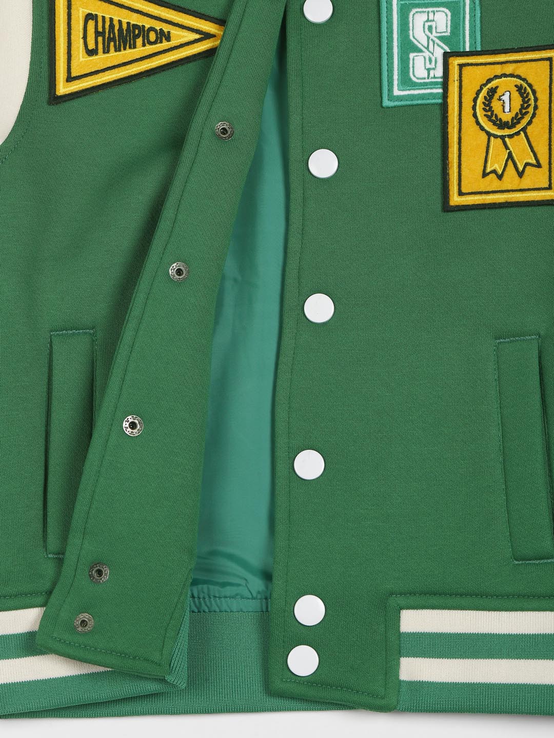 Green Champion Embroidered Varsity Jacket