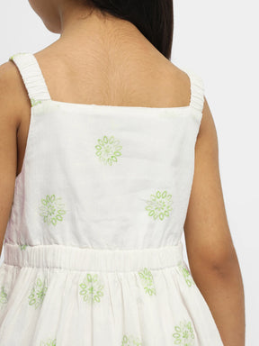 Flora Embroidered Cotton Fit & Flare Dress