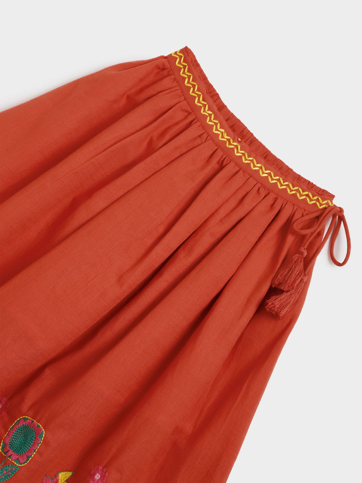 Red Embroidered Skirt Top Dupatta Set