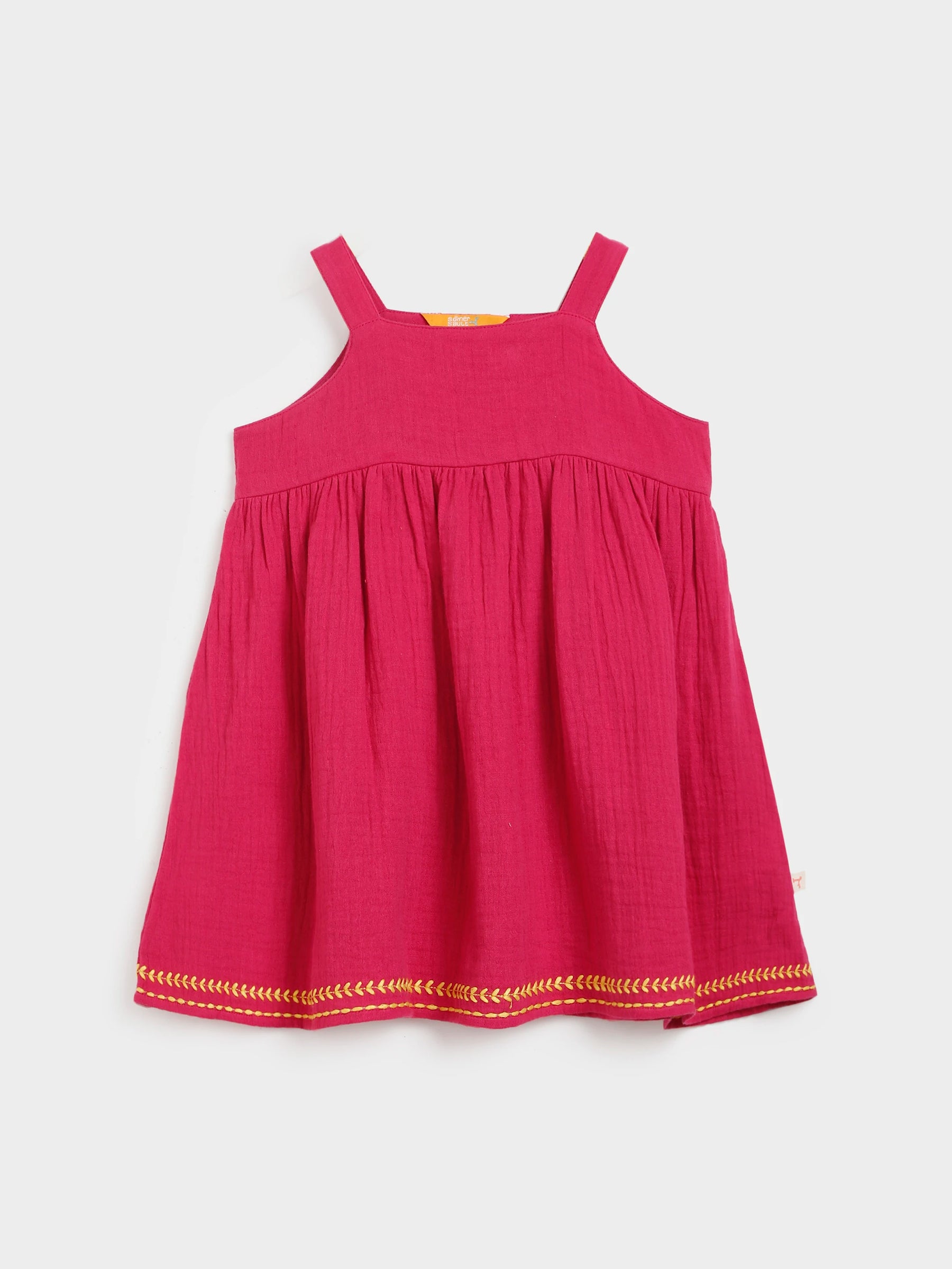 Solid Pink Dress with Quilted Yellow Jacket