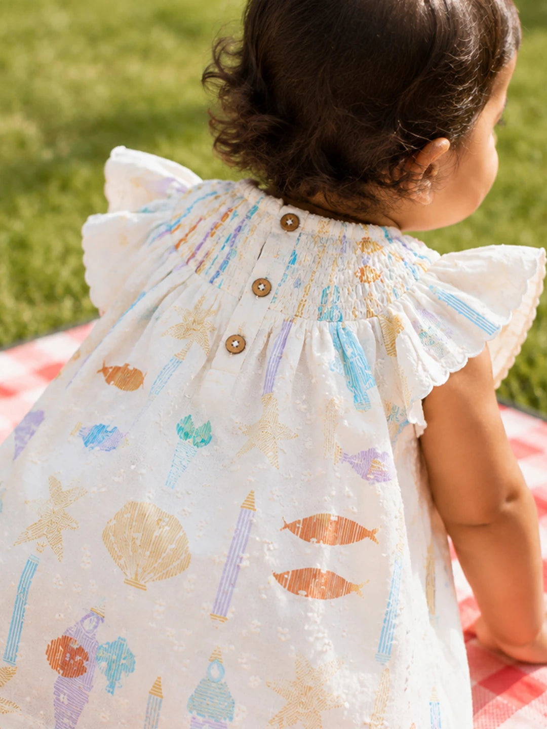 Seashell Ruffle Sleeves Dress