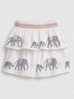 Ruffle Sleeve Top & Elephant Print Tiered Skirt Set