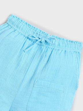 Sky Blue Cotton T-Shirt & Shorts Co-ord Set