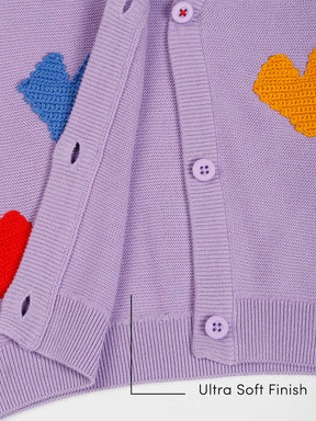 Digi Hearts Crochet Cotton Cardigan