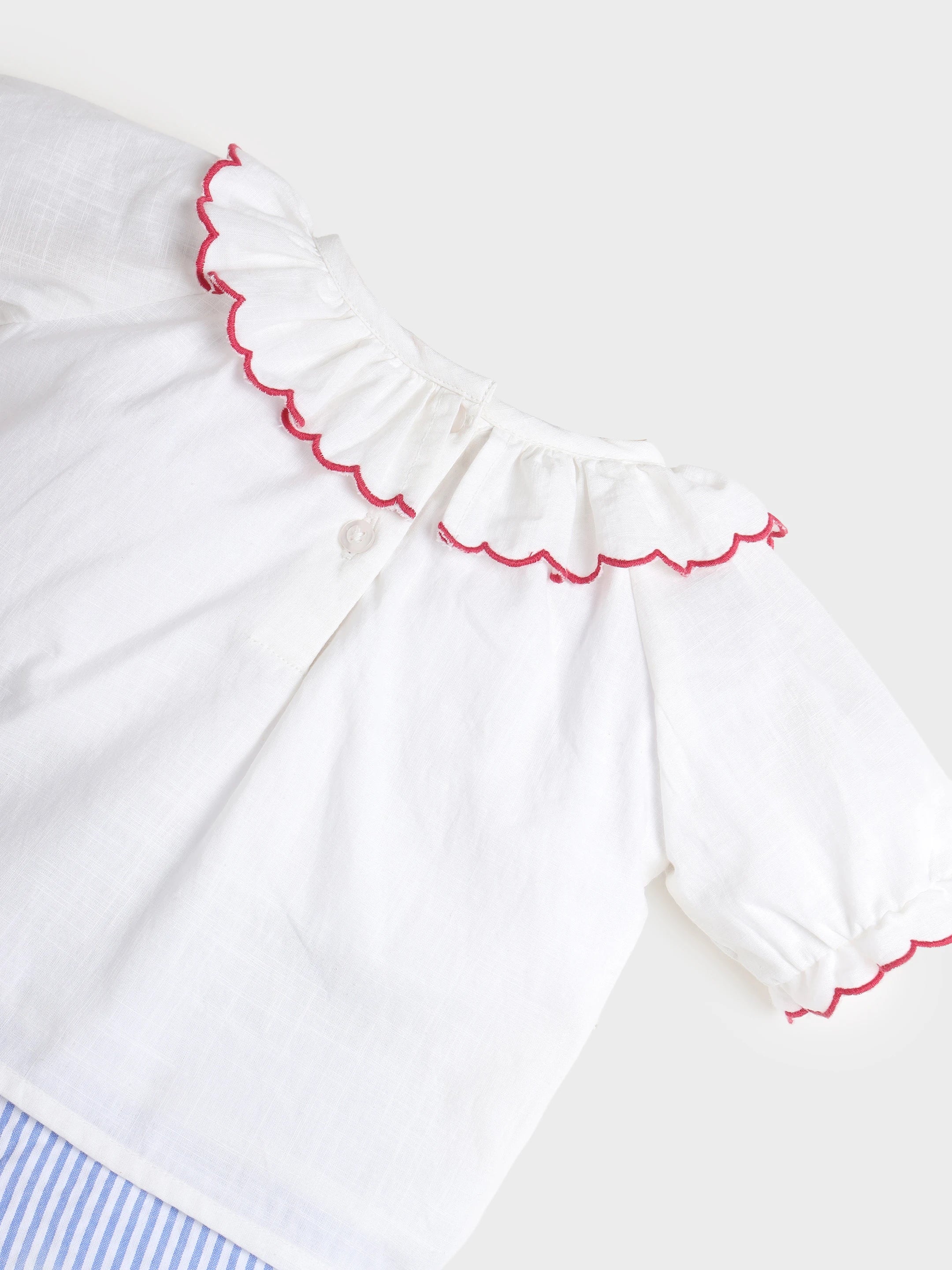 Frill Top and Embroidered Shorts Set