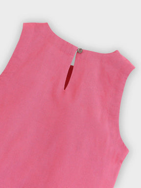 Pink Citrus Scallop Top & Paper Bag Shorts Set