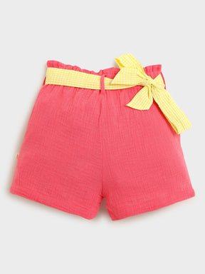 Sunshine Check Top & Coral Shorts Co-ord Set