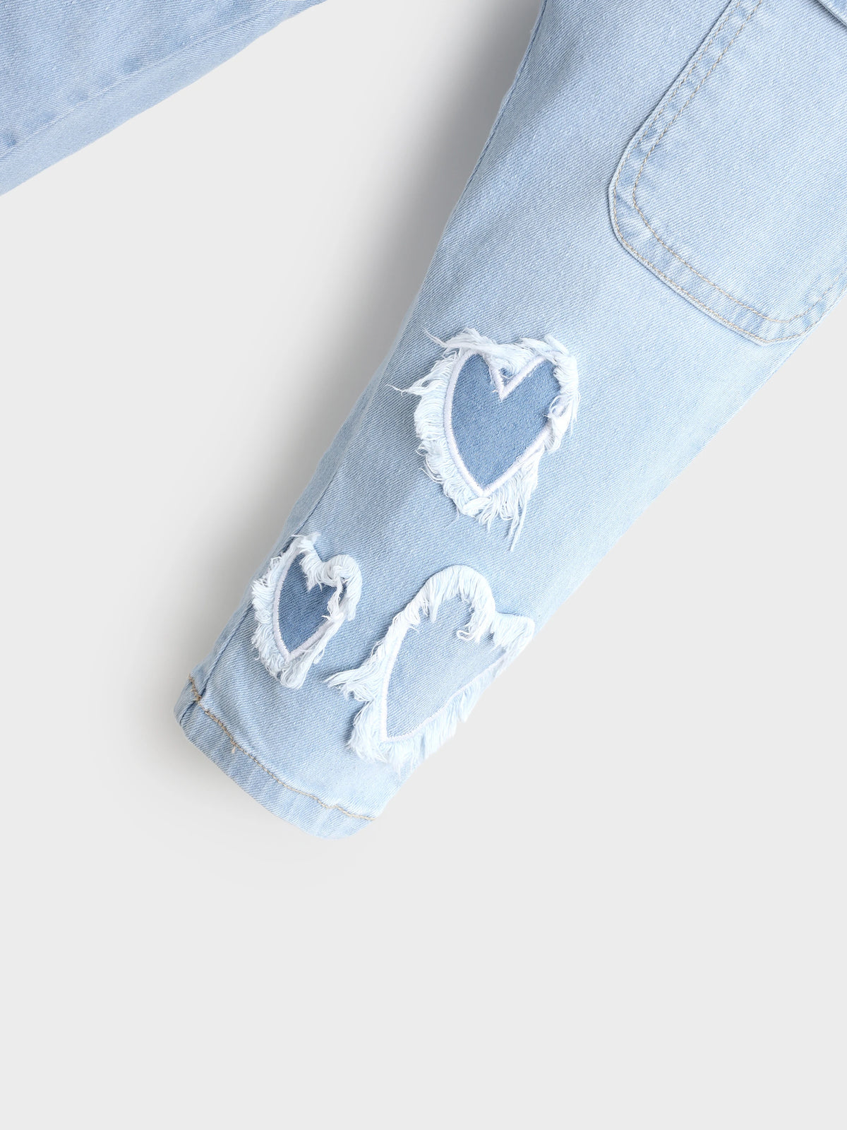 Girls Frill Detail Top & Denim Set