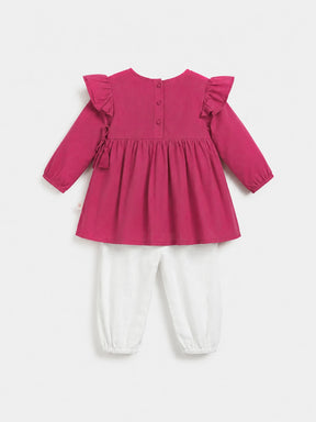 Embroidered Top Pajama Set