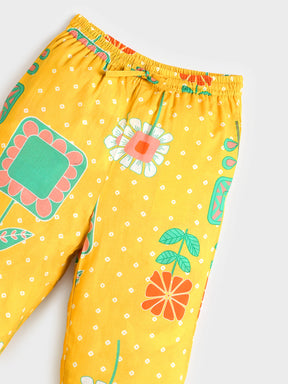 Yellow Bandhani Print Pant Top Set