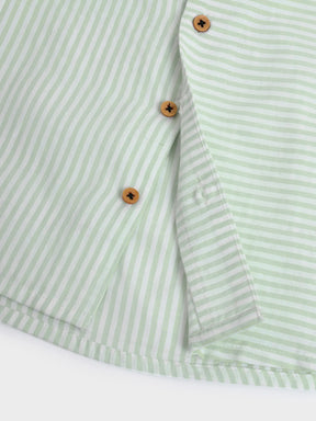 Mint Striped Shirt & Shorts Co-Ord Set