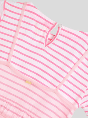 Pink Dress Set with Striped Dress & Tulle 3 Piece Set