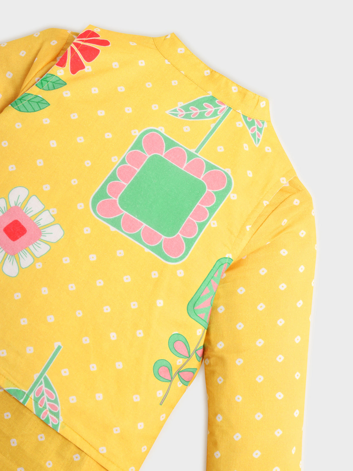 Yellow Bandhani Print Kurta Jacket Set