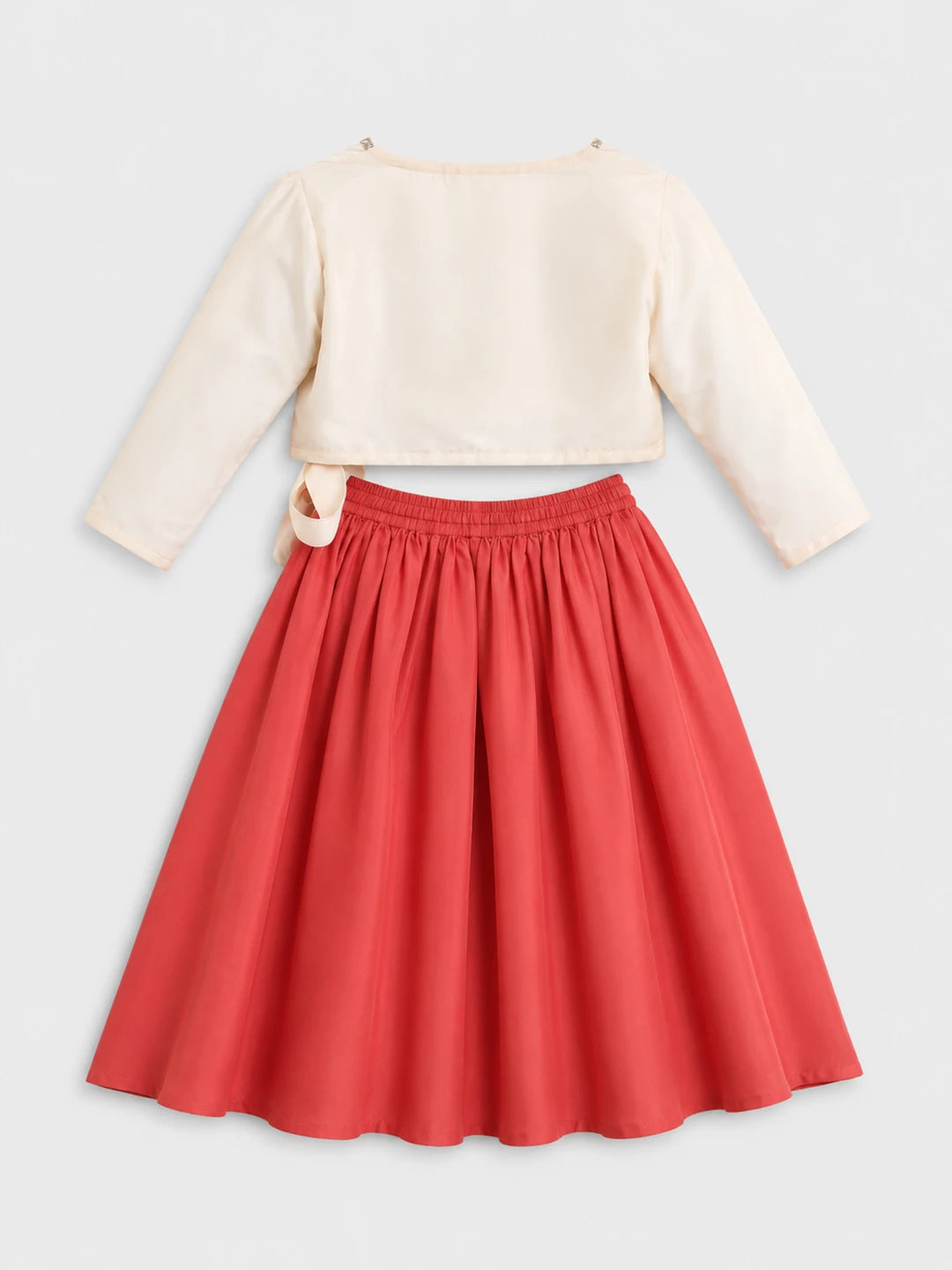 Embroidered Rayon Wrap Top Skirt Set