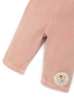 Pink Natural Dungaree With Green Tee