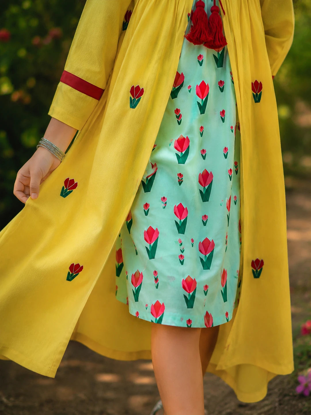 Dress With Yellow Shrug
