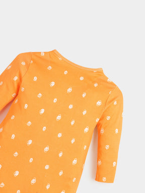 Zesty Orange Printed Sleepsuit