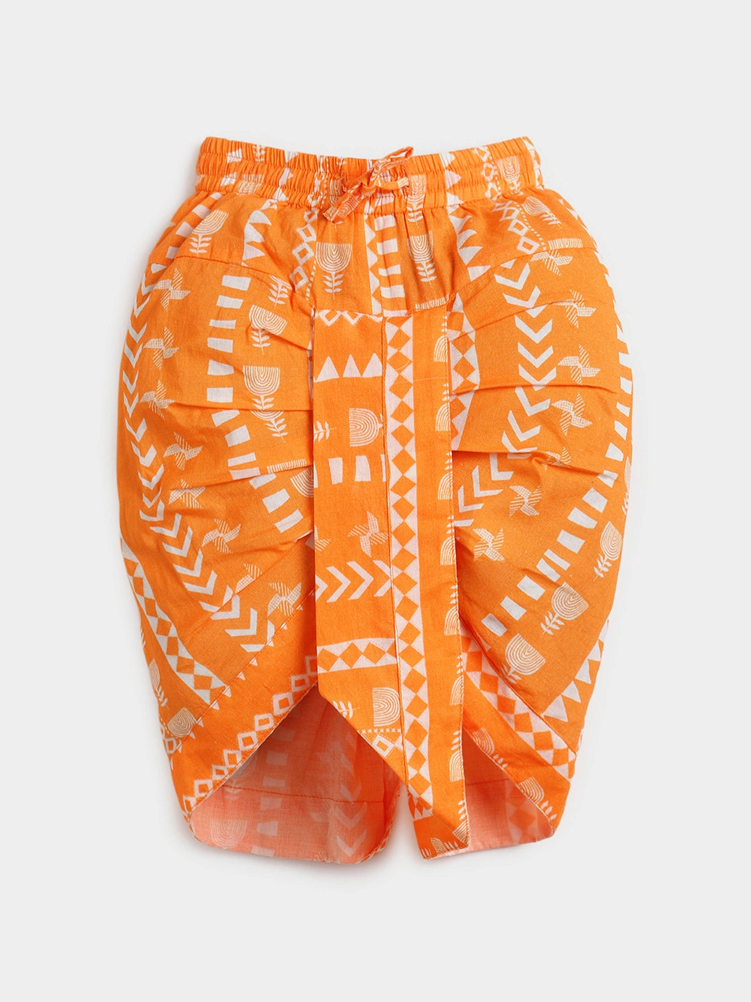Orange Printed Kurta Dhoti Set
