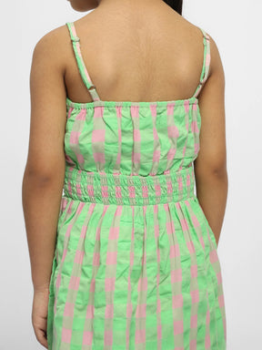 Guava Checked Cotton Fit & Flare Dress