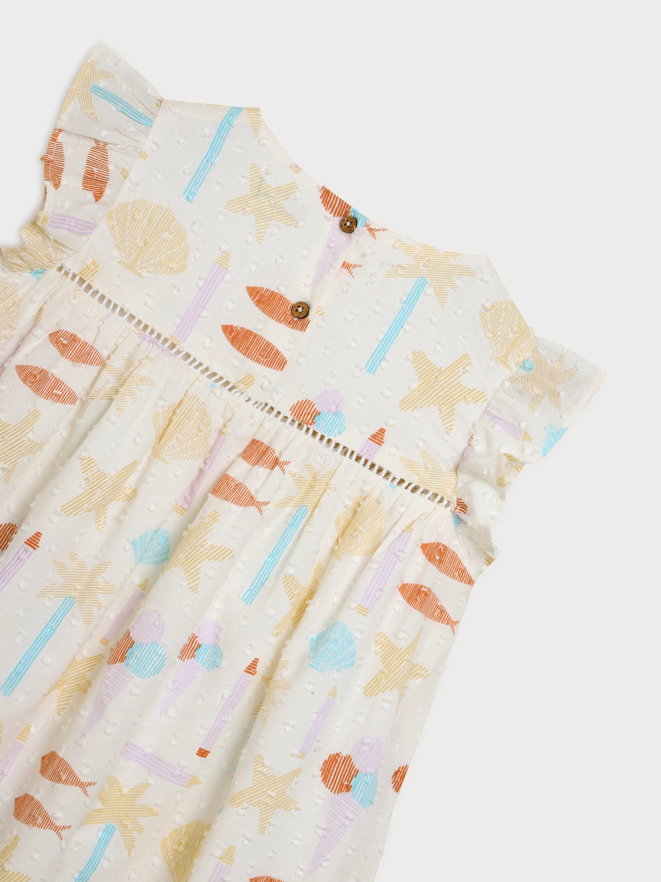 Printed Ruffle Sleeves Dress