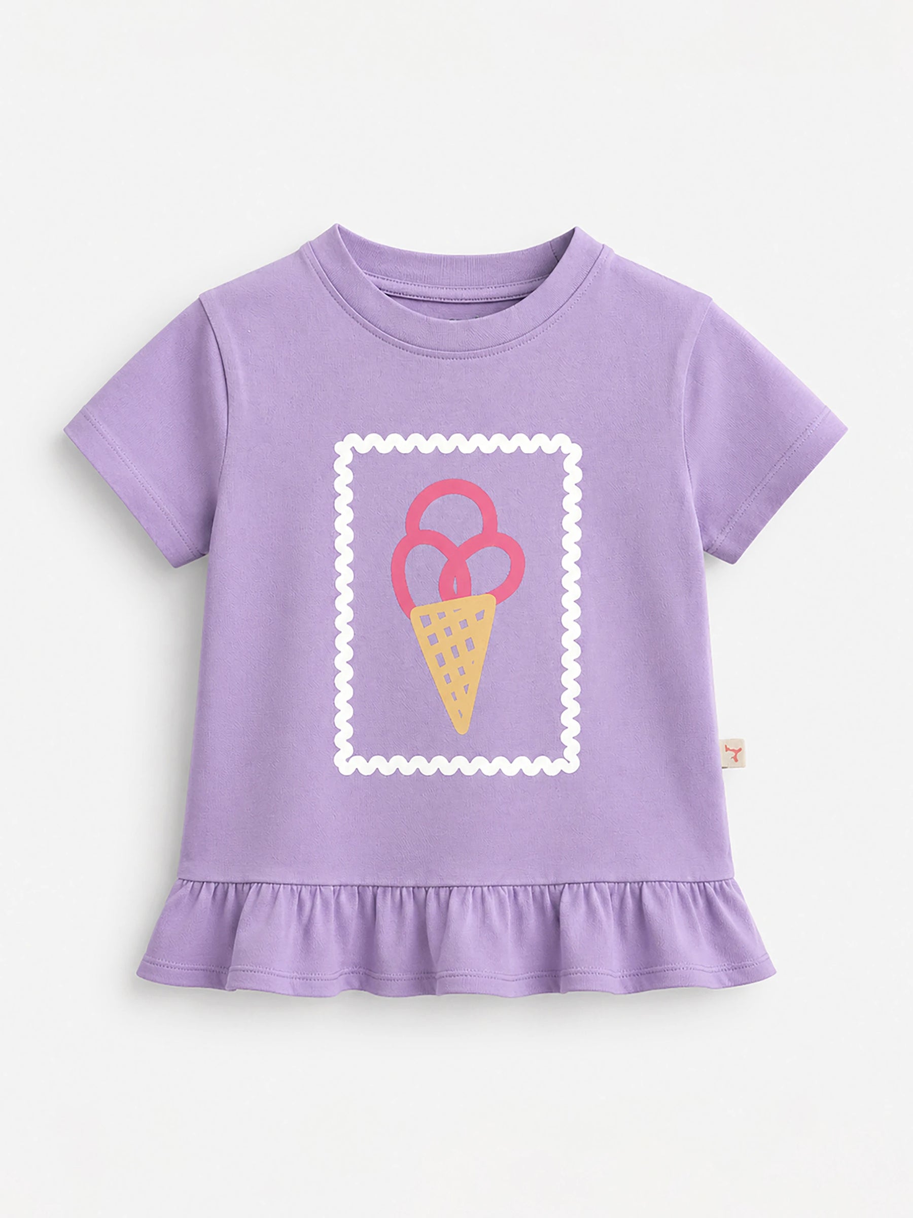 Printed Frill Hem Tee