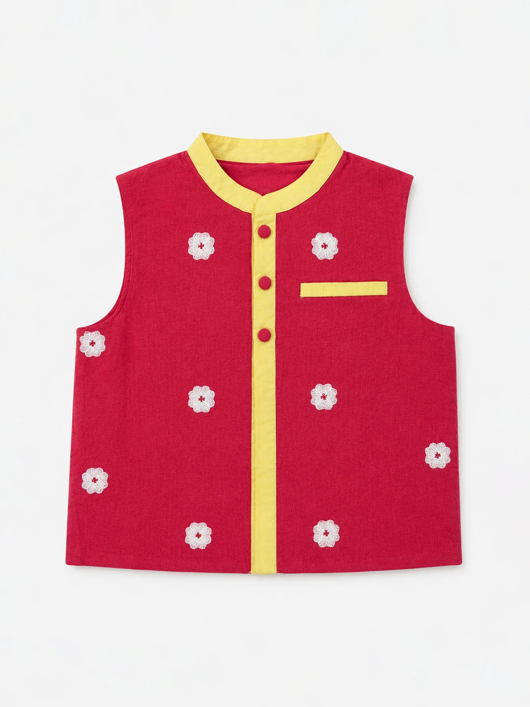 Red Orchid Nehru Jacket