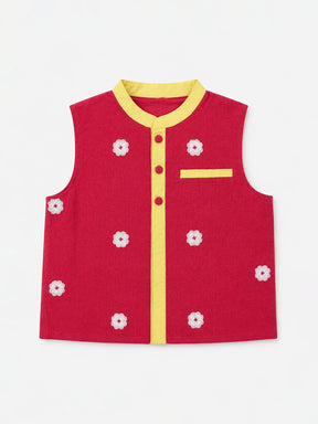 Red Orchid Nehru Jacket