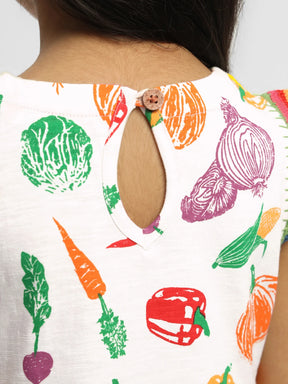 Playful Veggies Cotton A-Line Dress
