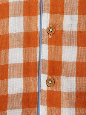 Brown Sugar Gingham Cotton Shirt & Shorts Pyjama Set