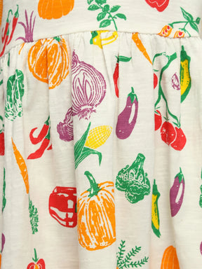 Playful Veggies Cotton A-Line Dress