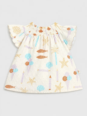 Seashell Ruffle Sleeves Dress