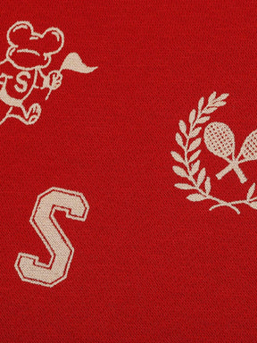 Red Athleisure Printed Sweatshirt