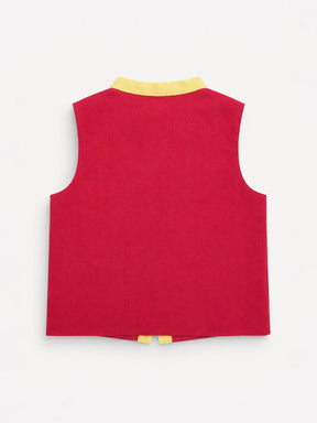 Red Orchid Nehru Jacket
