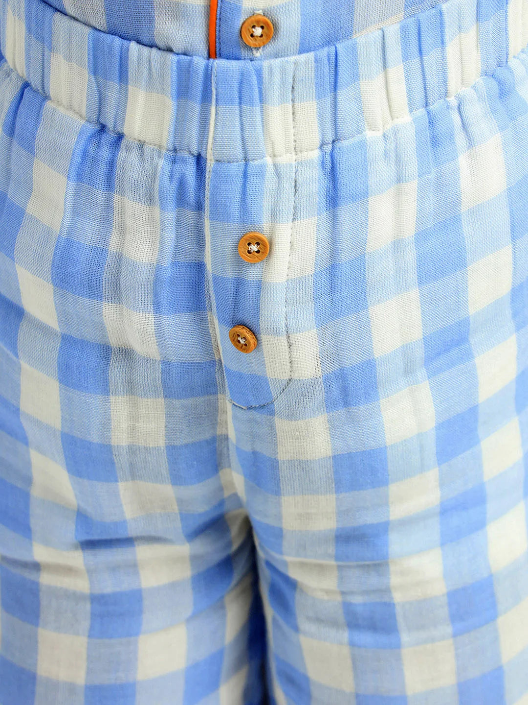 Ocean Gingham Cotton Shirt & Pants Pyjama Set