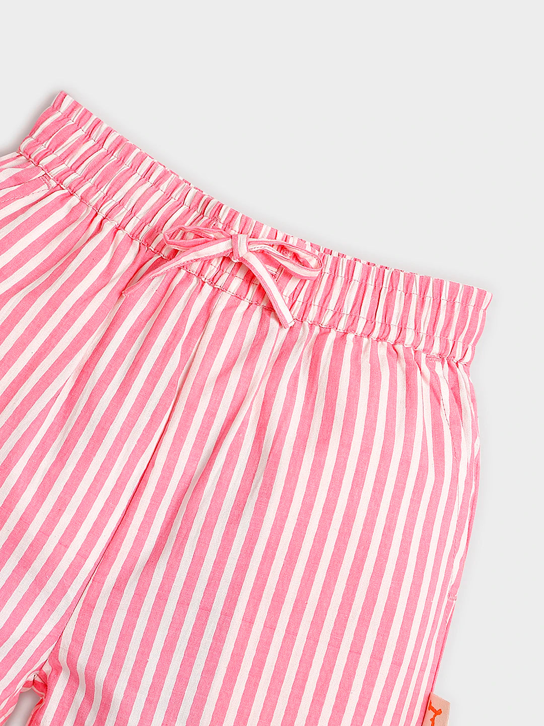 Pink Stripe Heart Print Shirt & Shorts Set
