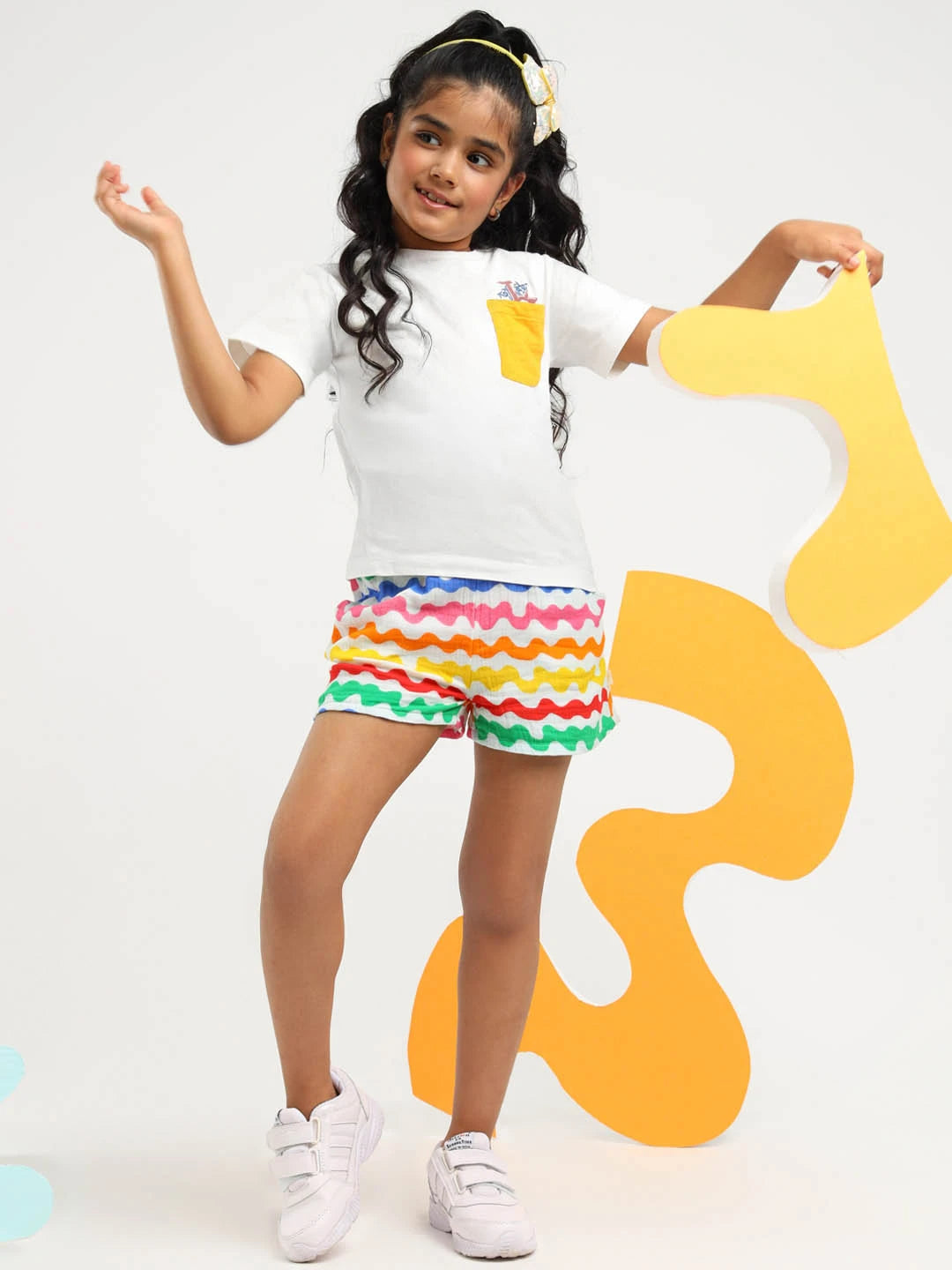 Girls Pocket Detail T-Shirt & Wide-Leg Pants Set