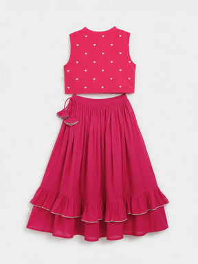 Embroidered Rayon Top Skirt Set