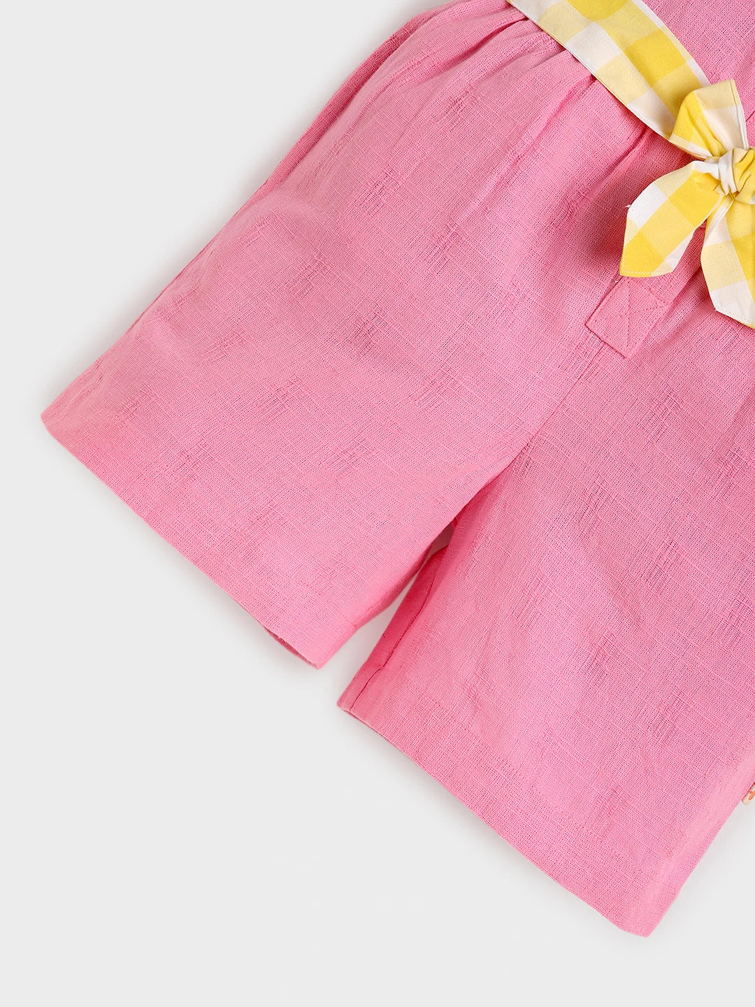 Pink Playsuit with Gingham Belt