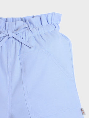 Pink Citrus Scallop Top & Paper Bag Shorts Set