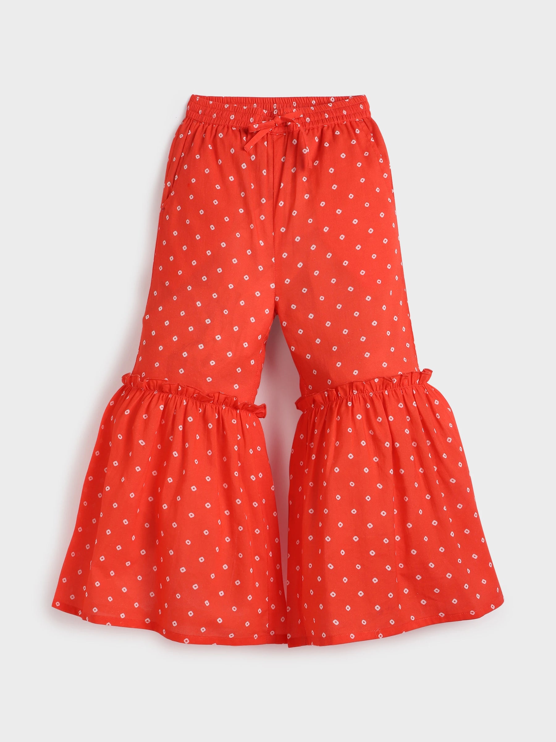 Red Bandhani Print Sharara Set with Dupatta