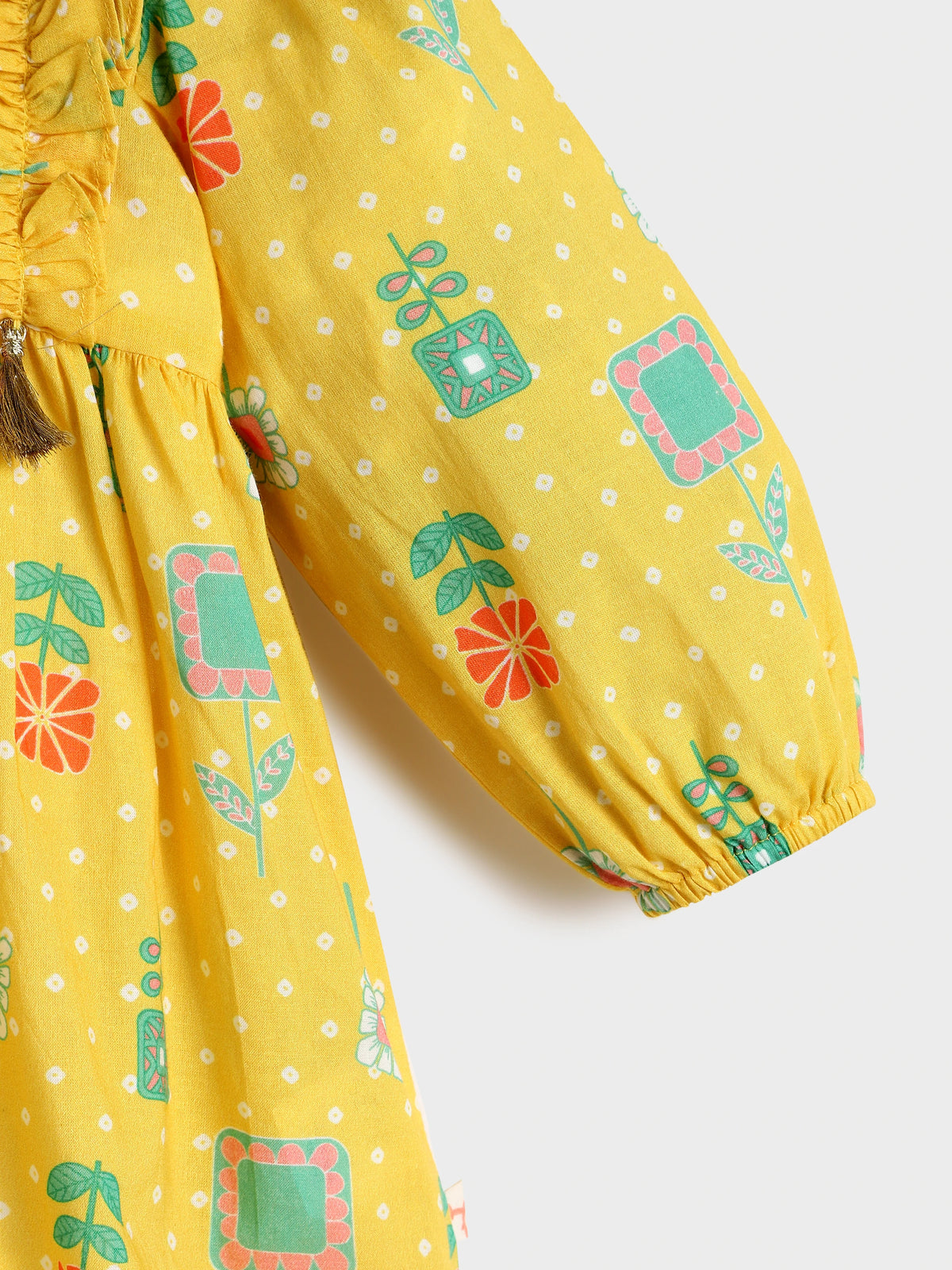 Yellow Bandhani Top and Bottom Set