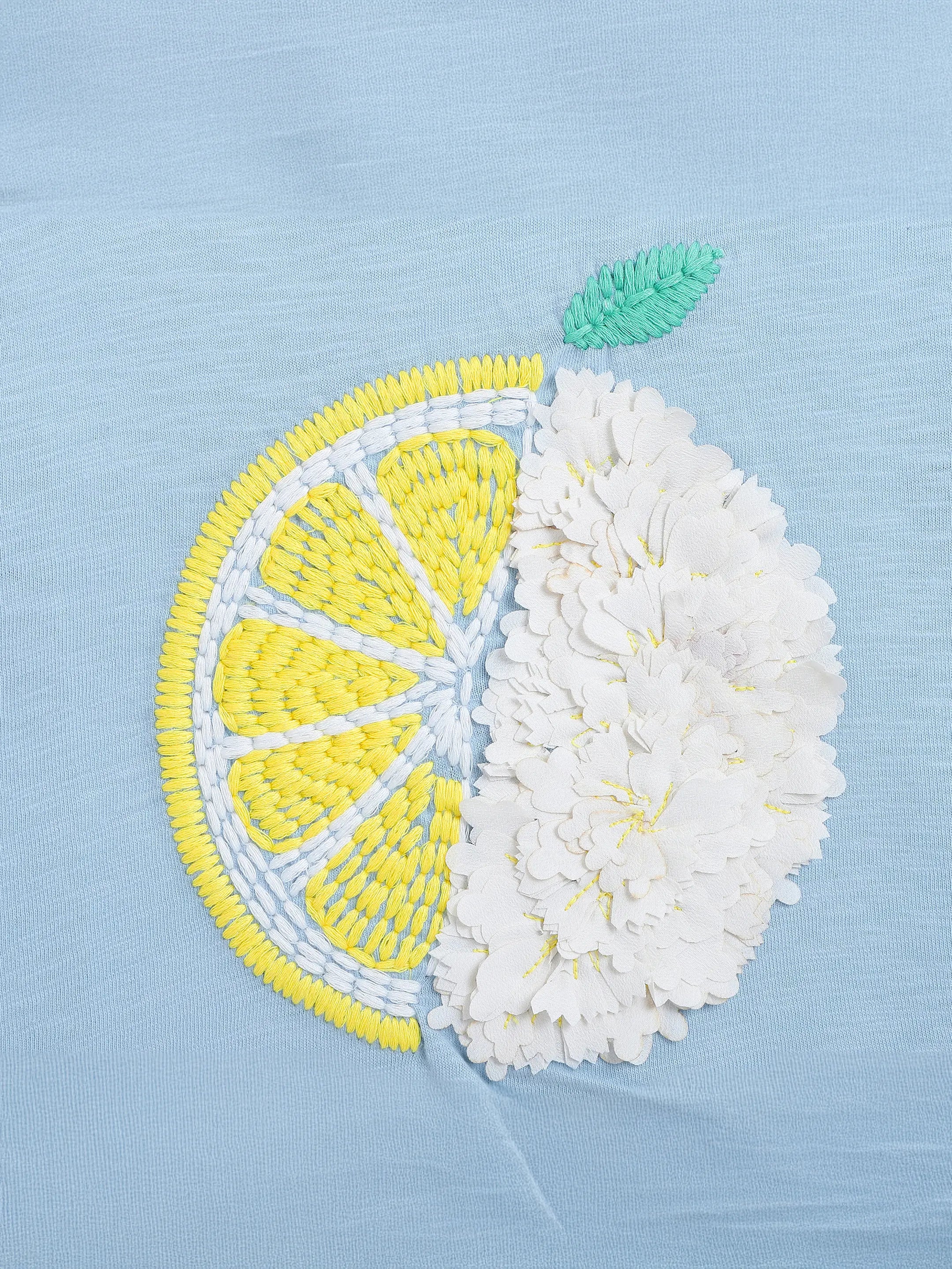 Lemon Applique Sleeveless Top & Denim Set