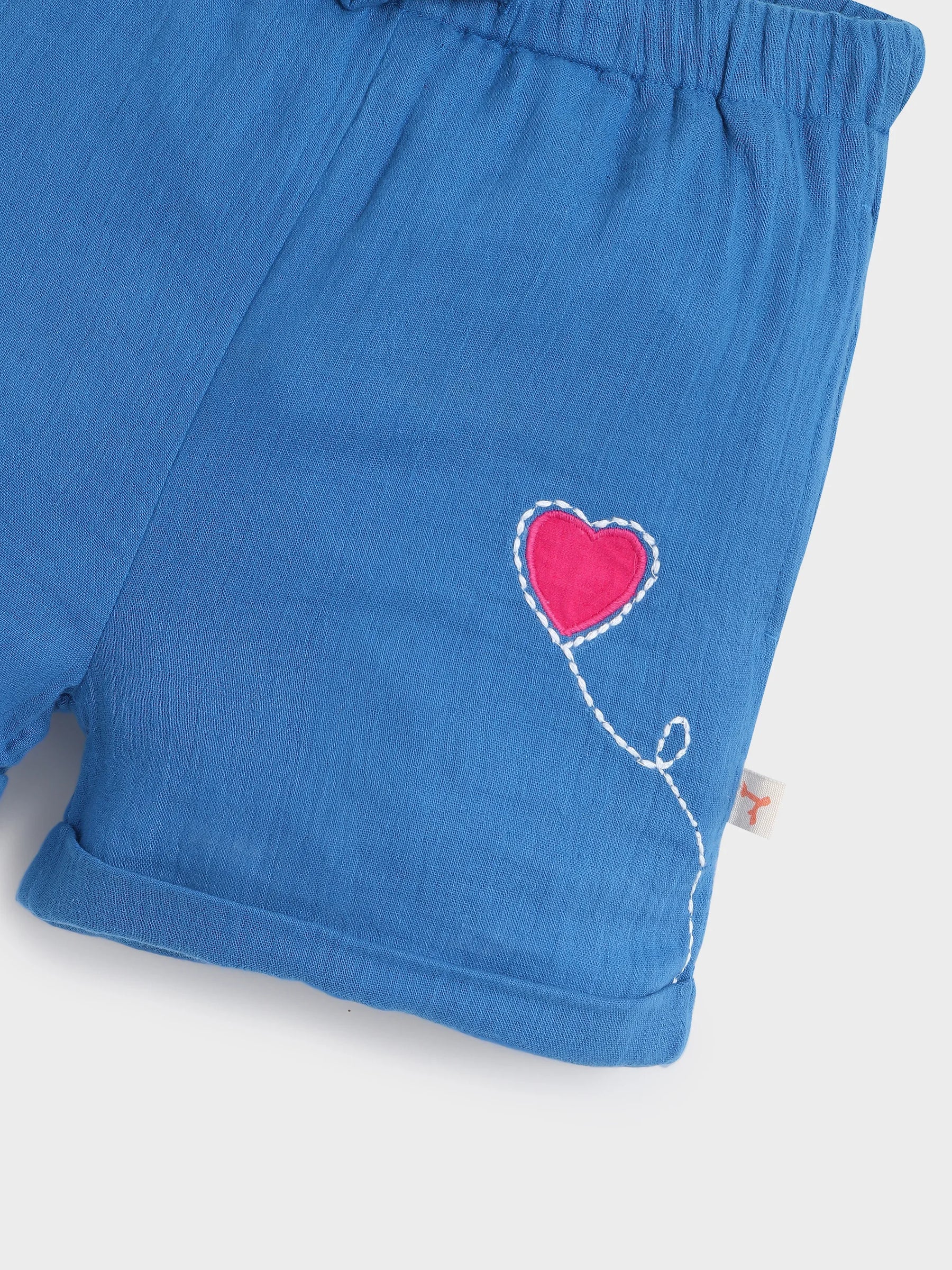 Blue Heart Patch Shirt & Shorts Co-Ord Set