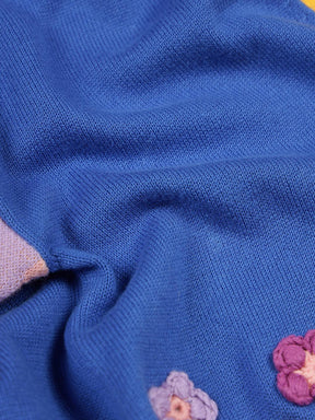 Flower & Checks Printed Cotton Cardigan