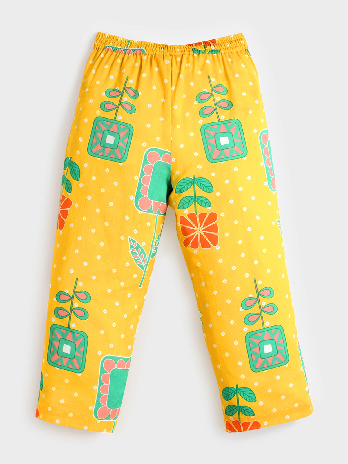 Yellow Bandhani Print Pant Top Set