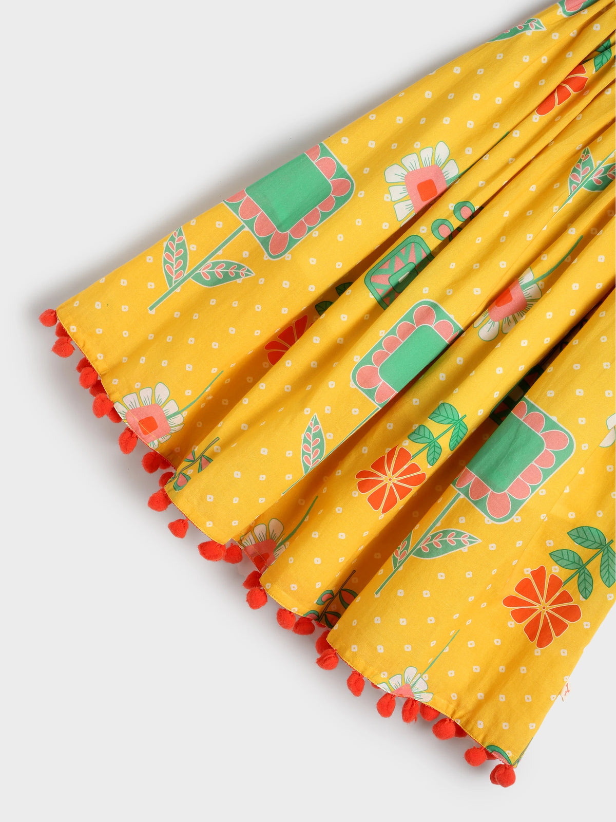 Yellow Bandhani Print Skirt Top Set