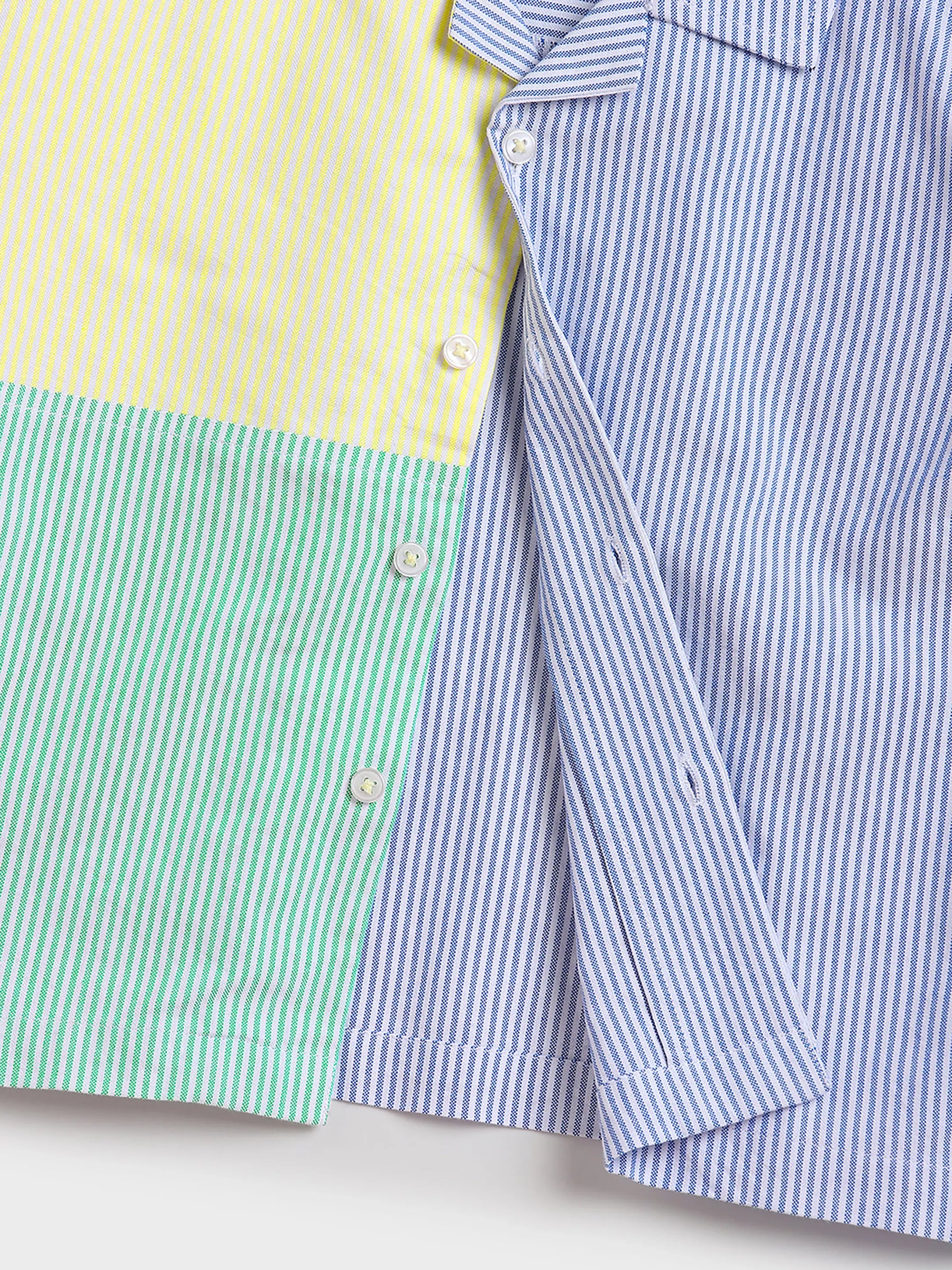 Colorblock Stripe Shirt & Denim Shorts Set