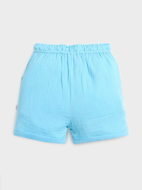Sky Blue Cotton T-Shirt & Shorts Co-ord Set