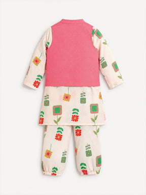Printed Shantoon Kurta Pajama Jacket Set